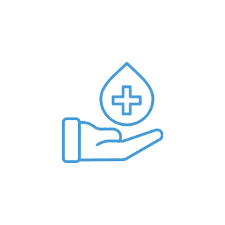 当院の診療内容：泌尿器科、発熱外来、自費診療、検査・健診、予防接種のアイコン