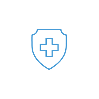 当院の診療内容：泌尿器科、発熱外来、自費診療、検査・健診、予防接種のアイコン